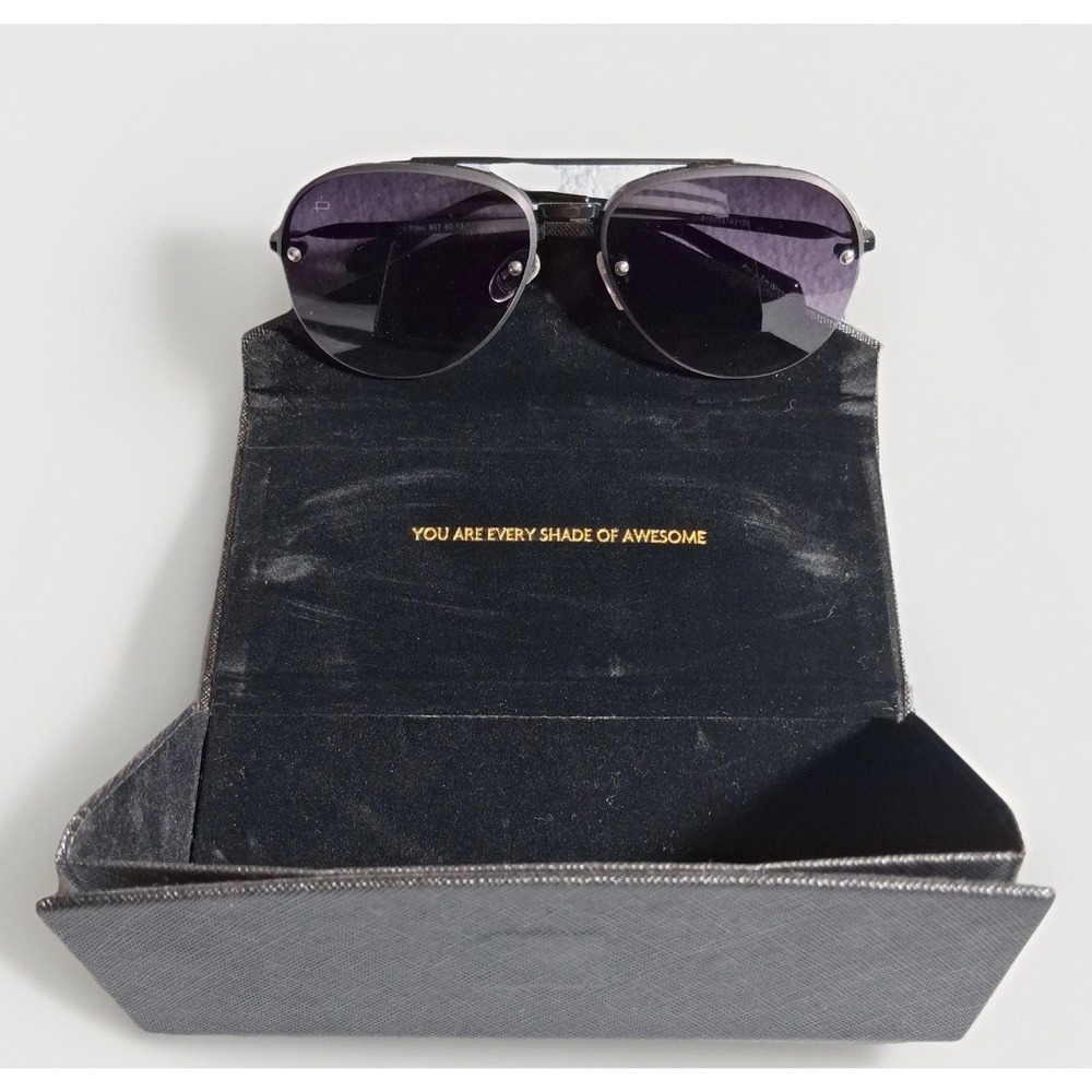 Prive Revaux Bijou 807 Black Aviator Sunglasses Purple Gradient Lens with Case